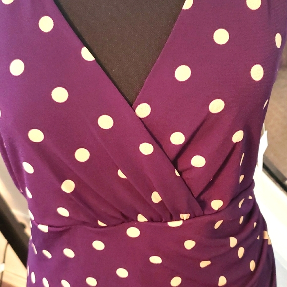 NWT Dressbarn Purple Polka Dot Dress Size 12 - Picture 4 of 9